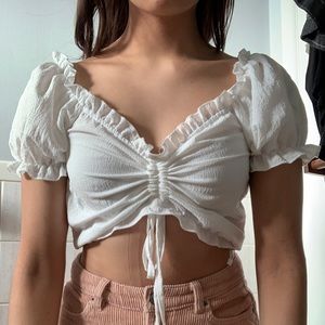 White Romwe Crop Top